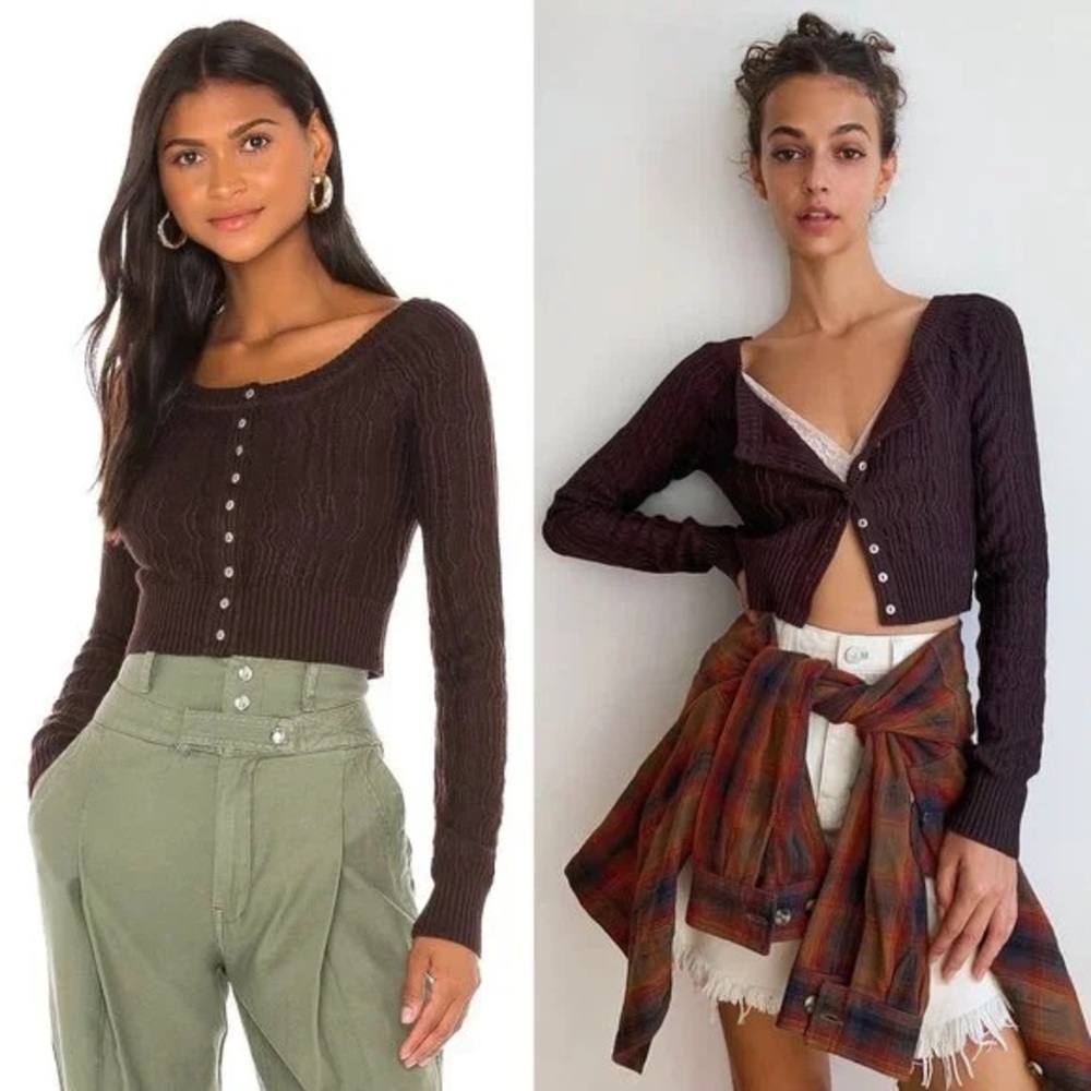 Used sz XL(S can wear) FREE PEOPLE Mimi Cardigan coffee